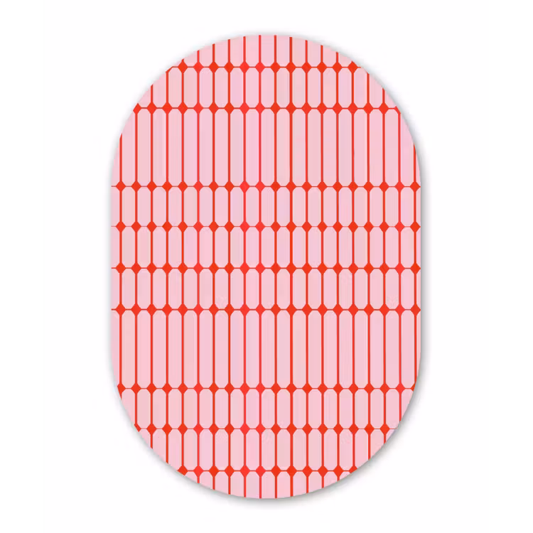 Geometrisch - Minimalistisch - Rood - Roze Wandcirkel Ovaal Forex klein 630 -3d