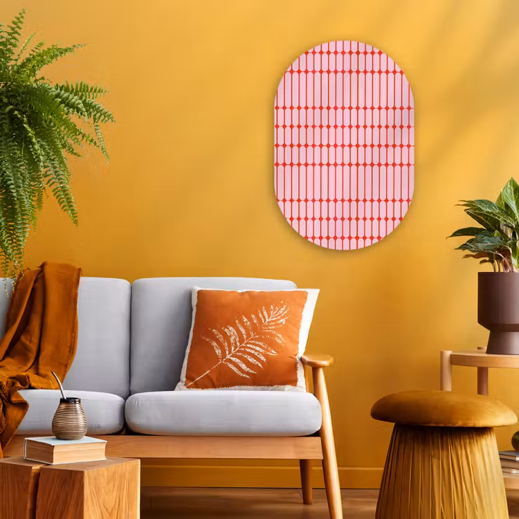 Geometrisch - Minimalistisch - Rood - Roze Wandcirkel Ovaal Forex klein 630 -sfeer4