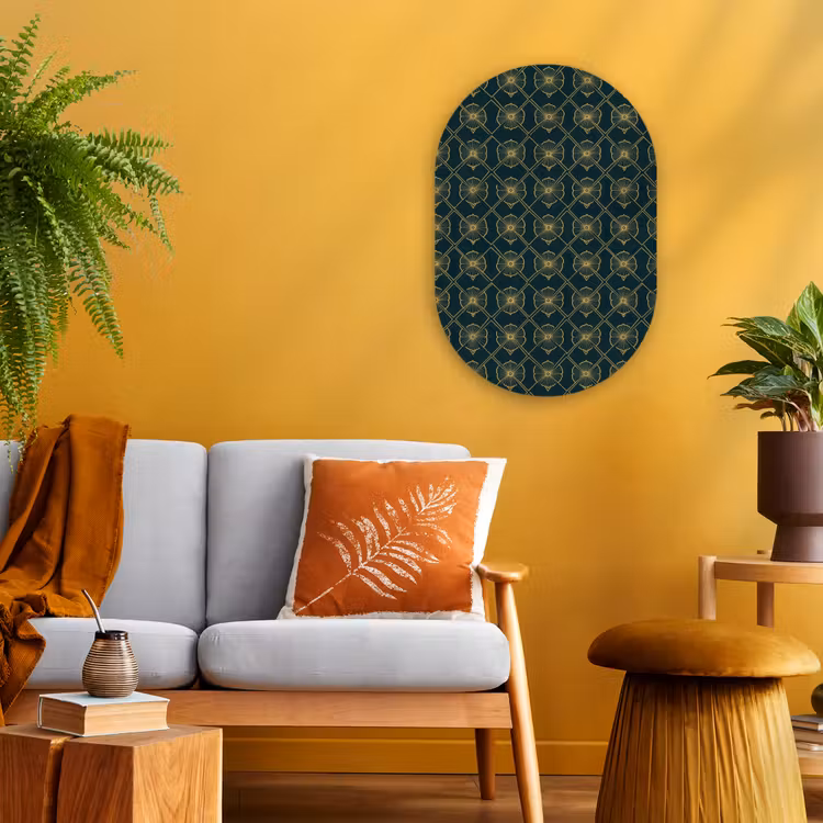 Geometrisch - Elegant - Groen Wandcirkel Ovaal Forex klein 630 -sfeer4