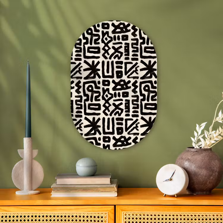 Geometrisch - Figuren - Zwart Wandcirkel Ovaal Forex klein 630 -sfeer2