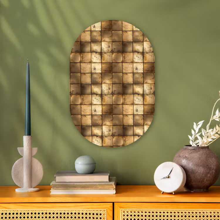 Geometrisch - Tegels - Goud Wandcirkel Ovaal Forex klein 630 -sfeer2