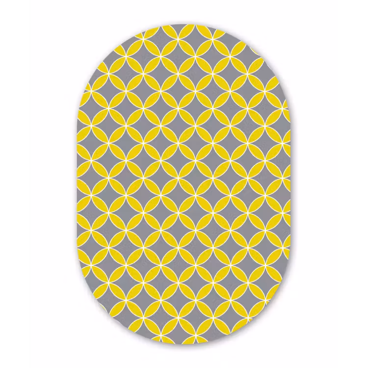 Geometrisch - Cirkels - Modern - Grijs - Geel Wandcirkel Ovaal Forex klein 630 -3d