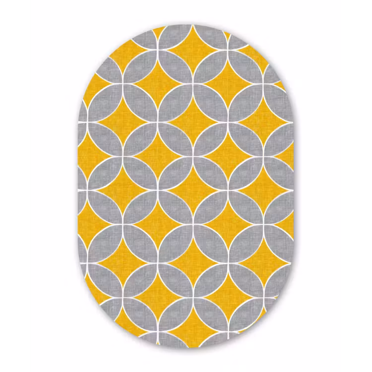 Geometrisch - Cirkels - Textuur - Grijs - Geel Wandcirkel Ovaal Forex klein 630 -3d