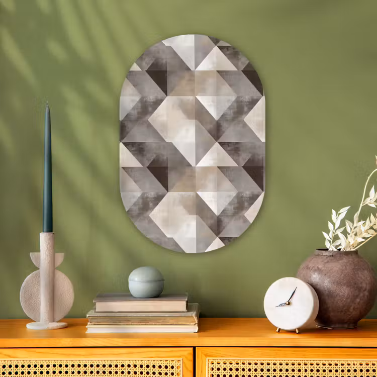 Geometrisch - Motief - Aardetinten Wandcirkel Ovaal Forex klein 630 -sfeer2