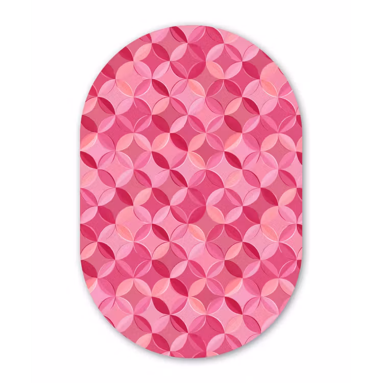 Geometrisch - Mozaïek - Modern - Roze Wandcirkel Ovaal Forex klein 630 -3d