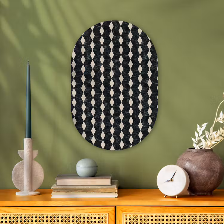 Geometrisch - Patroon - Marmer - Groen Wandcirkel Ovaal Forex klein 630 -sfeer2