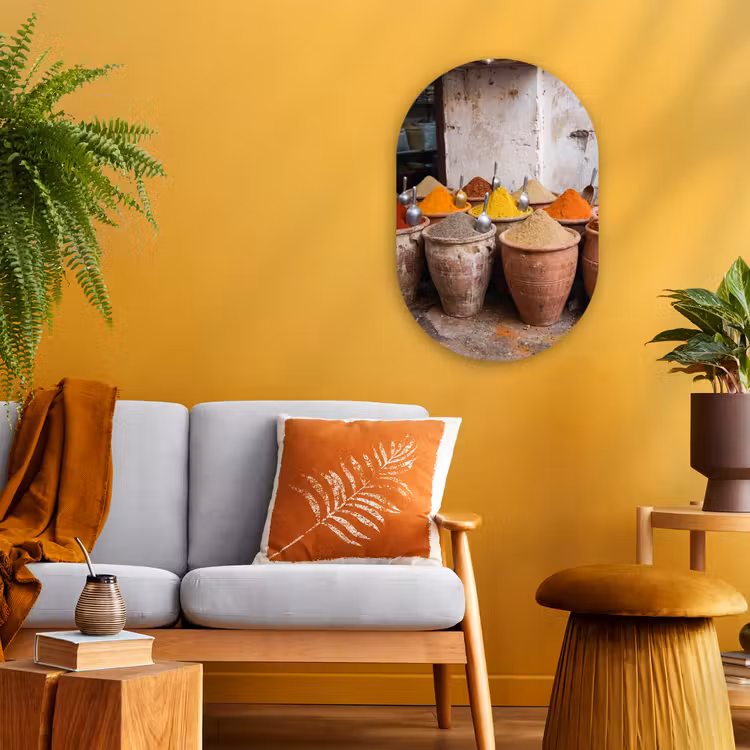 Forexbild Oval - Gewürze – Gläser – Orientalisch - Kruiden - Potten - Oosters Wandcirkel Ovaal Forex klein
