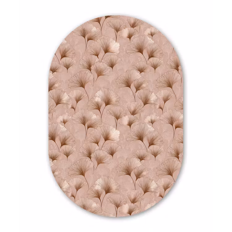 Ginkgo - Patroon - Roze Wandcirkel Ovaal Forex klein 630 -3d