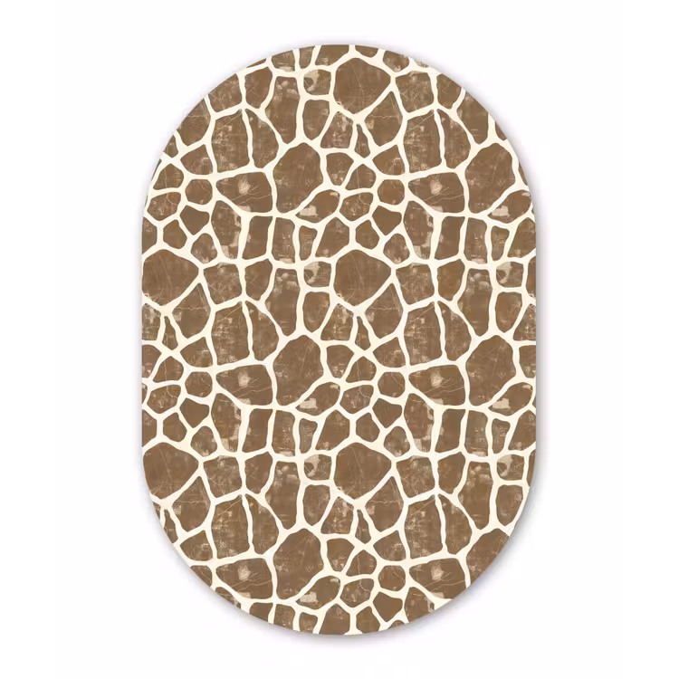 Giraf - Klassiek - Bruin Wandcirkel Ovaal Forex klein 630 -3d