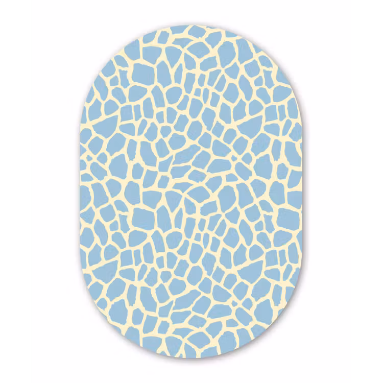 Giraf - Modern - Blauw Wandcirkel Ovaal Forex klein 630 -3d