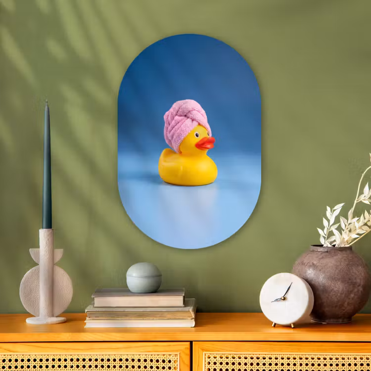 Badeend - Handdoek - Blauw Wandcirkel Ovaal Forex klein -sfeer2