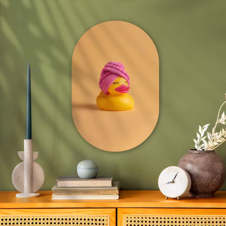 Badeend - Handdoek - Kleurrijk Wandcirkel Ovaal Forex klein -sfeer2