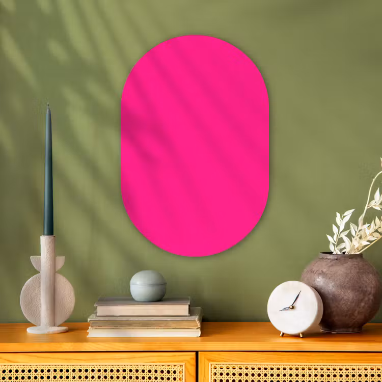 Hot - Fuchsia - Roze Wandcirkel Ovaal Forex klein 630 -sfeer2
