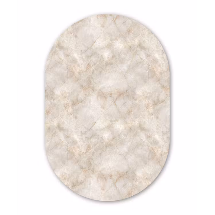 Lichtbeige - Goudbruine Nerven - Marmer Wandcirkel Ovaal Forex klein 630 -3d