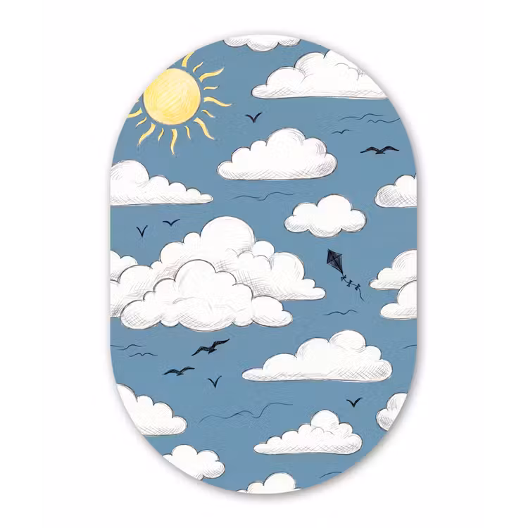 Lucht - Zon - Wolken - Natuur - Blauw Wandcirkel Ovaal Forex klein -3d