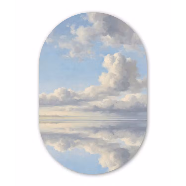 Lucht - Wolken - Natuur - Klassiek - Blauw Wandcirkel Ovaal Forex klein -3d