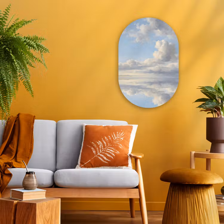 Lucht - Wolken - Natuur - Klassiek - Blauw Wandcirkel Ovaal Forex klein -sfeer4