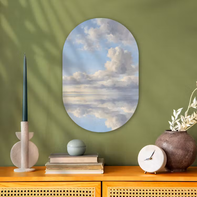 Lucht - Wolken - Natuur - Klassiek - Blauw Wandcirkel Ovaal Forex klein -sfeer2