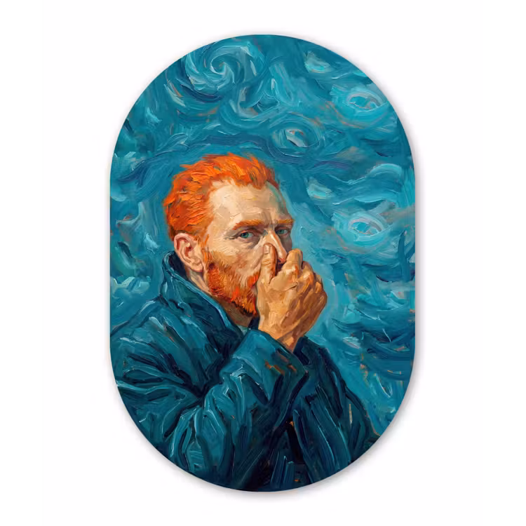 Portret - Klassiek - Blauw Wandcirkel Ovaal Forex klein -3d