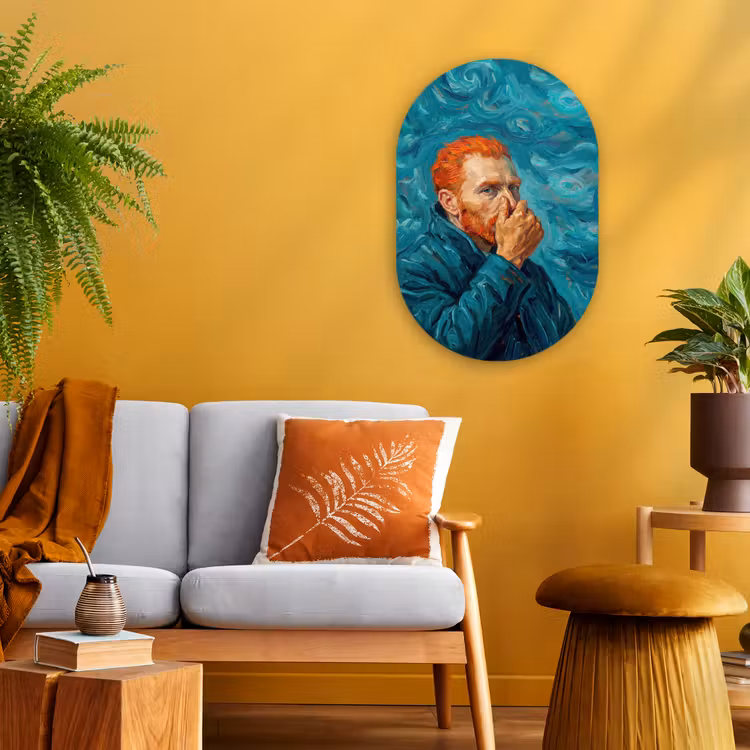 Portret - Klassiek - Blauw Wandcirkel Ovaal Forex klein -sfeer4