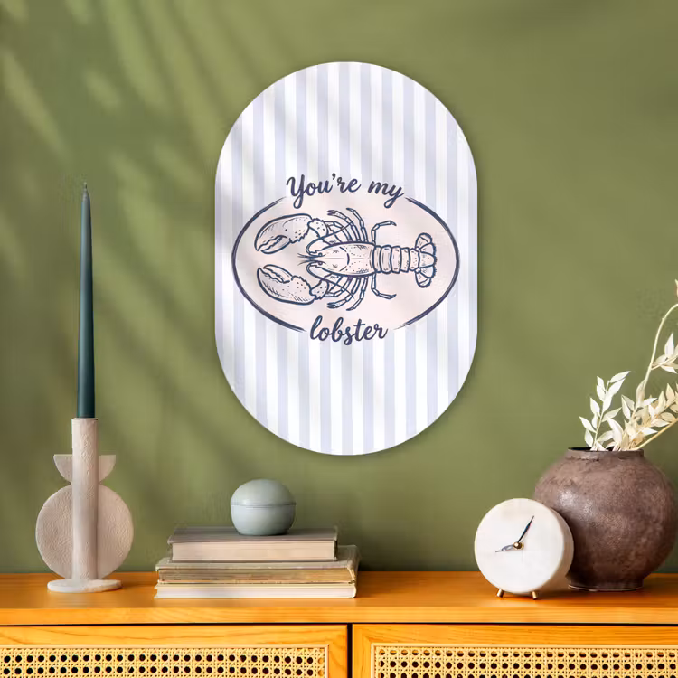 Kreeft - Illustratie - Liefde - Blauw - Decoratie Wandcirkel Ovaal Forex klein -sfeer2