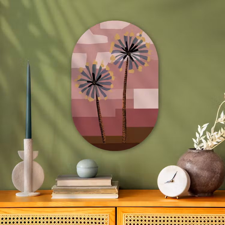 Illustratie - Bloemen - Vlakken - Abstract Wandcirkel Ovaal Forex klein -sfeer2