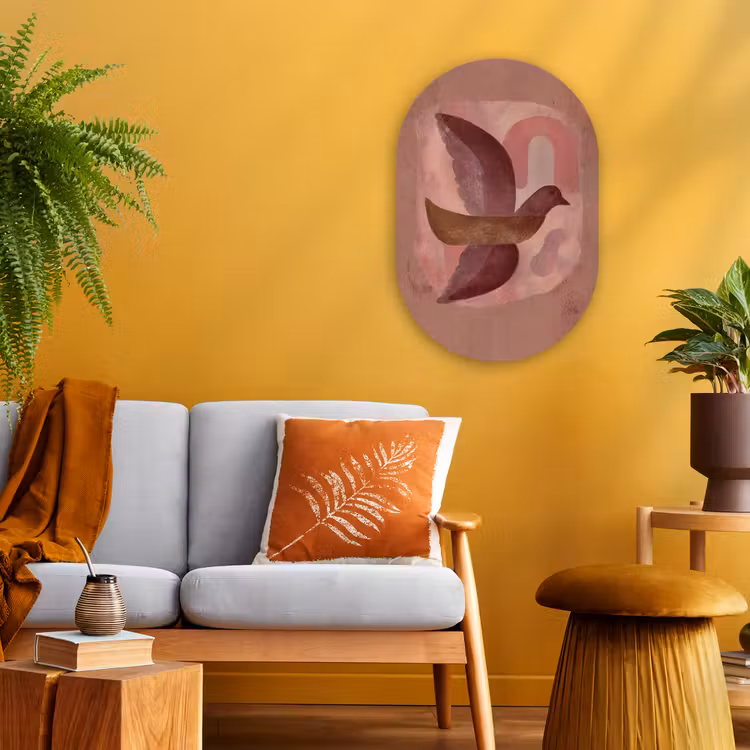 Illustratie - Vogels - Abstract - Roze Wandcirkel Ovaal Forex klein -sfeer4