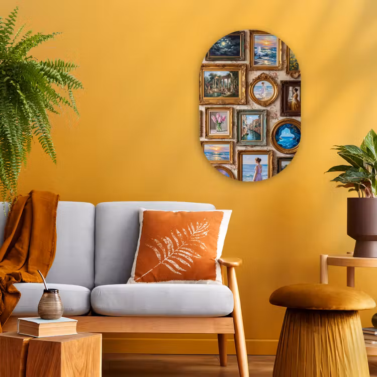 Interieur - Kunst - Collectie - Klassiek - Goud Wandcirkel Ovaal Forex klein -sfeer4