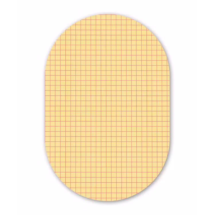 Ruitjes - Grid - Minimalistisch - Geel - Roze Wandcirkel Ovaal Forex klein 630 -3d