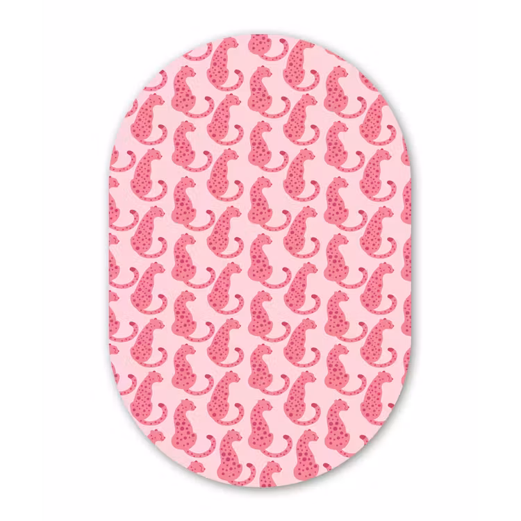 Kat - Gevlekt - Dieren - Patroon - Roze Wandcirkel Ovaal Forex klein -3d