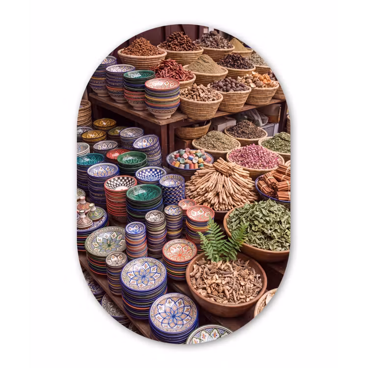Forexbild Oval - Keramik – Orientalisch – Farbenfroh - Aardewerk - Oosters - Kleurrijk Wandcirkel Ovaal Forex klein
