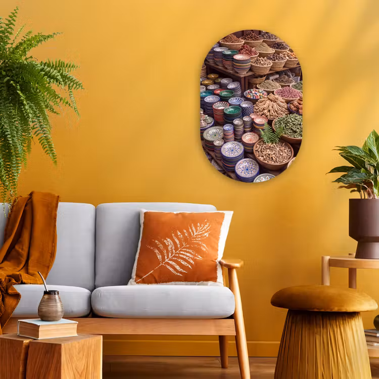 Forexbild Oval - Keramik – Orientalisch – Farbenfroh - Aardewerk - Oosters - Kleurrijk Wandcirkel Ovaal Forex klein