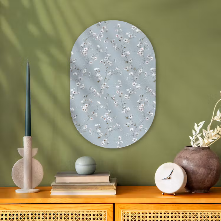 Klassiek - Bloemen - Blauw Wandcirkel Ovaal Forex klein 630 -sfeer2