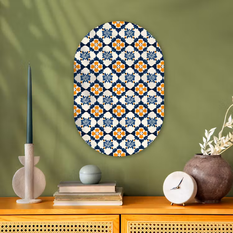 Klassiek - Geometrisch - Blauw Wandcirkel Ovaal Forex klein 630 -sfeer2