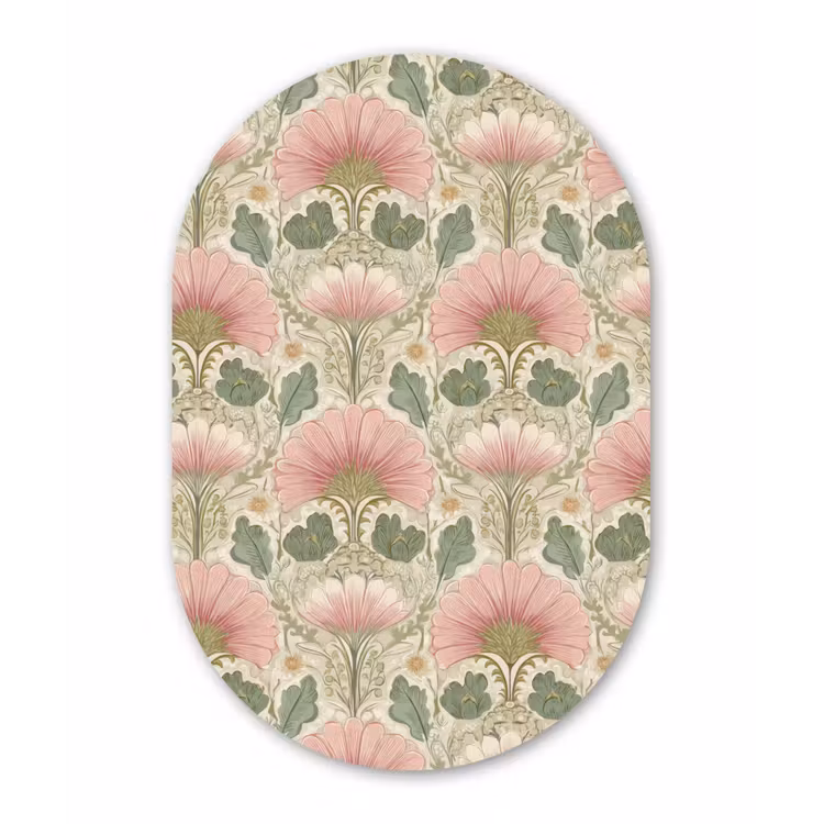 Klassiek - Patroon - Roze Wandcirkel Ovaal Forex klein 630 -3d