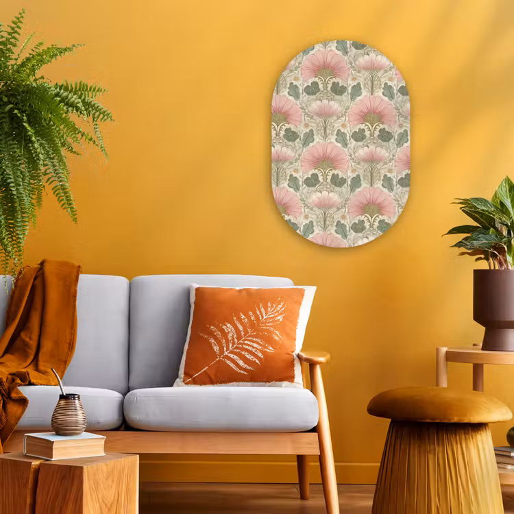 Klassiek - Patroon - Roze Wandcirkel Ovaal Forex klein 630 -sfeer4