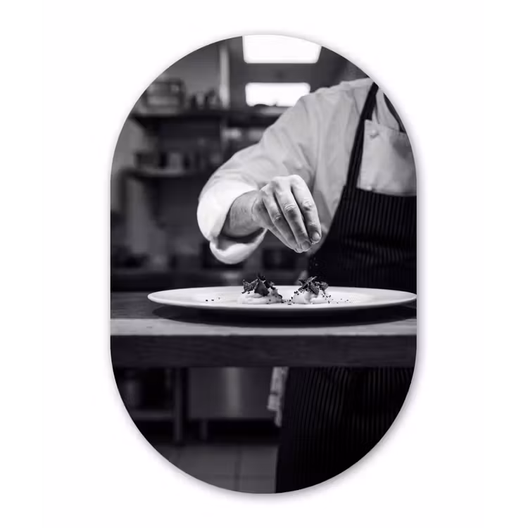 Chef - Garnering - Gerecht Wandcirkel Ovaal Forex klein -3d