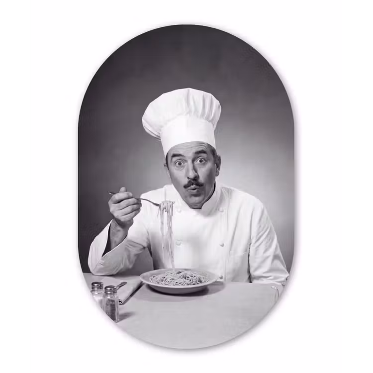 Chef - Spaghetti - Pasta Wandcirkel Ovaal Forex klein -3d