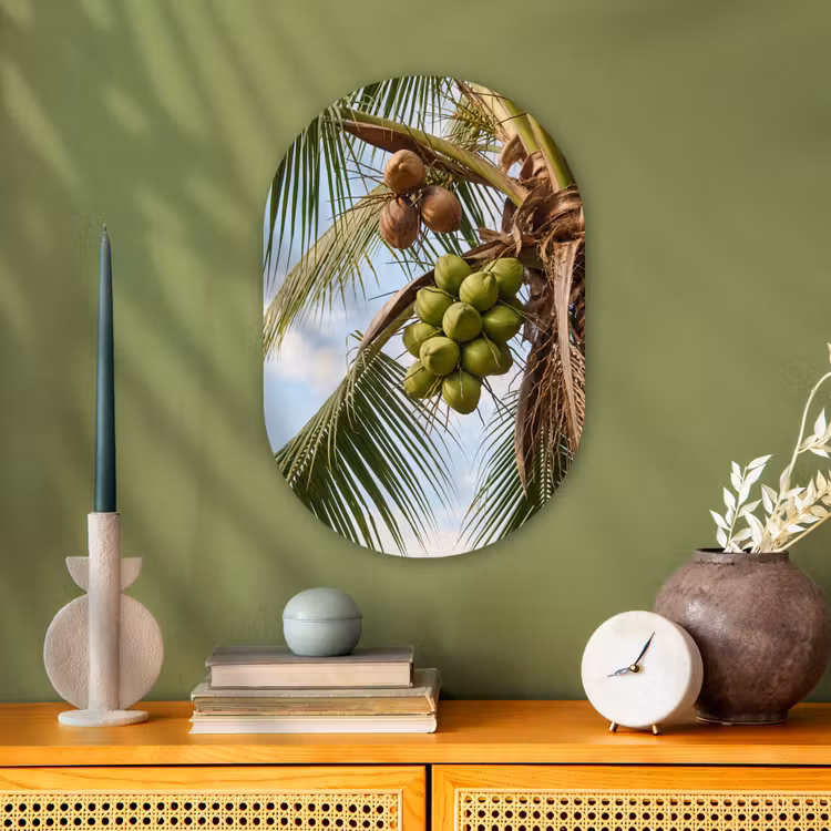 Kokosnoot - Boom - Tropisch - Natuur - Groen Wandcirkel Ovaal Forex klein -sfeer2