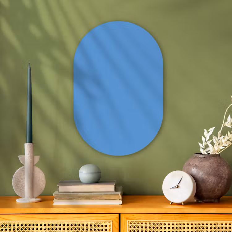 Cornflower - Blue - Blauw Wandcirkel Ovaal Forex klein 630 -sfeer2