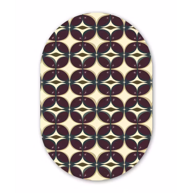 Cirkel - Retro - Kleurrijk Wandcirkel Ovaal Forex klein 630 -3d