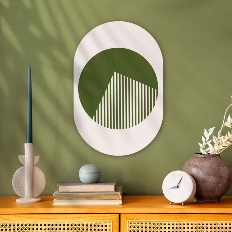 Cirkel - Strepen - Geometrisch - Abstract - Groen Wandcirkel Ovaal Forex klein -sfeer2