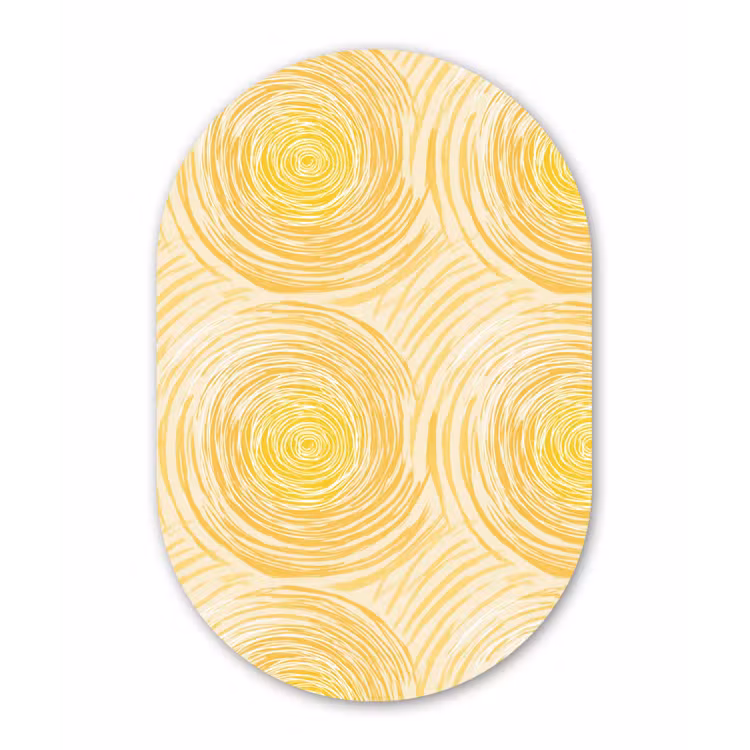 Cirkels - Abstract - Artistiek - Geel Wandcirkel Ovaal Forex klein 630 -3d
