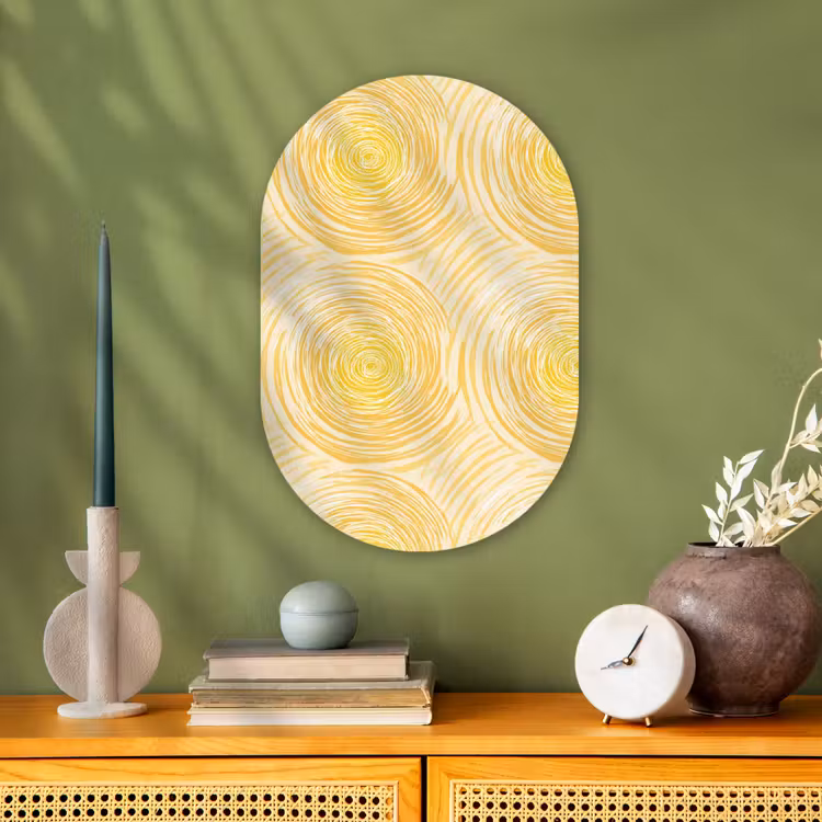 Cirkels - Abstract - Artistiek - Geel Wandcirkel Ovaal Forex klein 630 -sfeer2