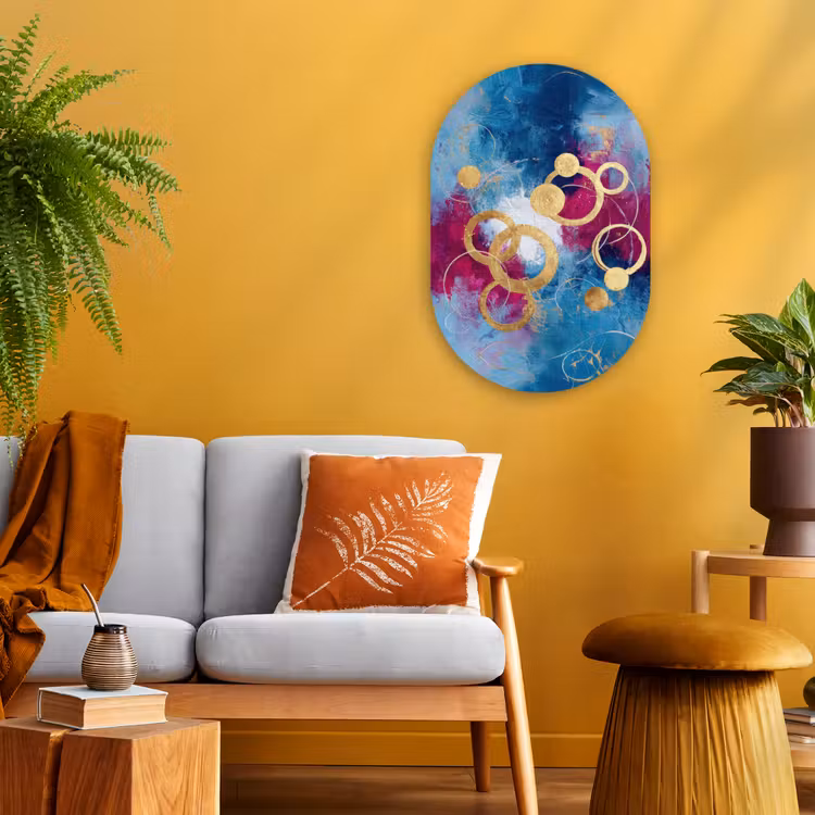 Cirkels - Goud - Abstract Wandcirkel Ovaal Forex klein -sfeer4