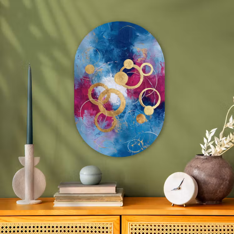 Cirkels - Goud - Abstract Wandcirkel Ovaal Forex klein -sfeer2