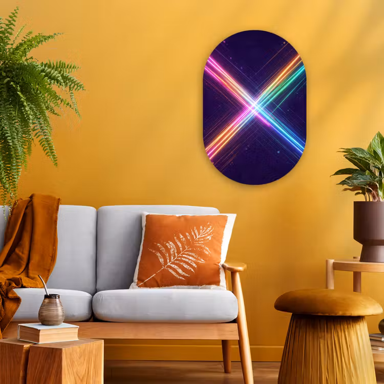Kruisen - Lasterstralen - Neon Wandcirkel Ovaal Forex klein -sfeer4