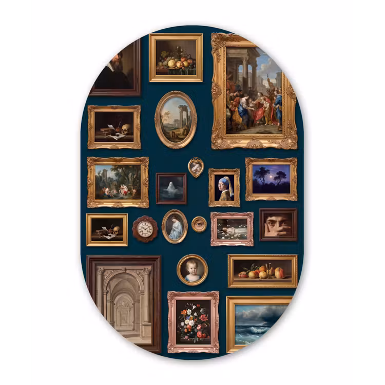 Kunst - Schilderijen - Decoratie - Klassiek - Groen Wandcirkel Ovaal Forex klein -3d