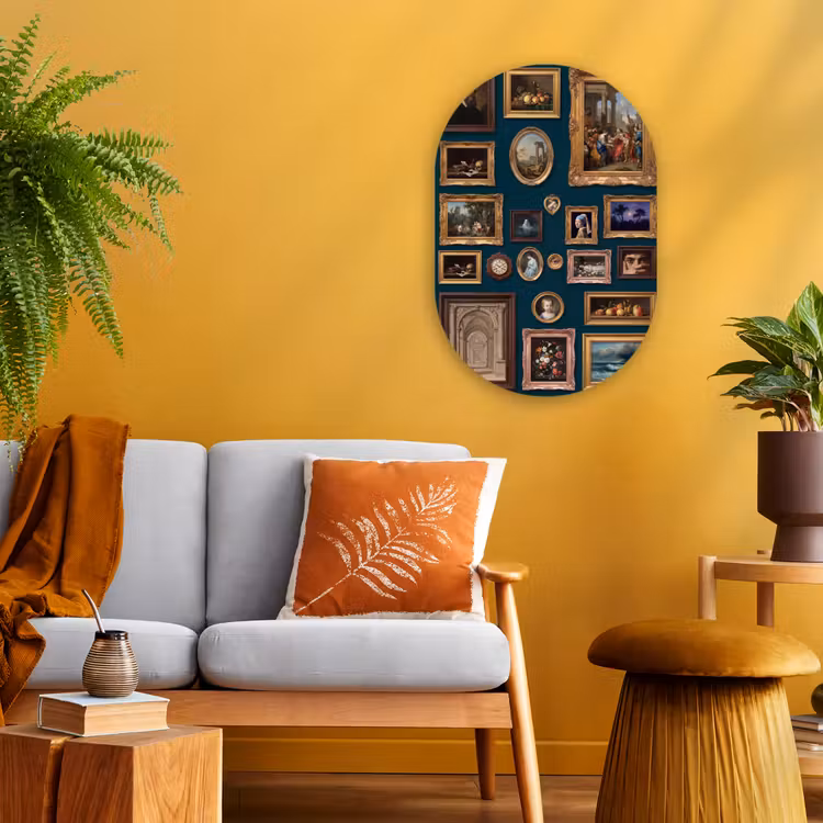Kunst - Schilderijen - Decoratie - Klassiek - Groen Wandcirkel Ovaal Forex klein -sfeer4