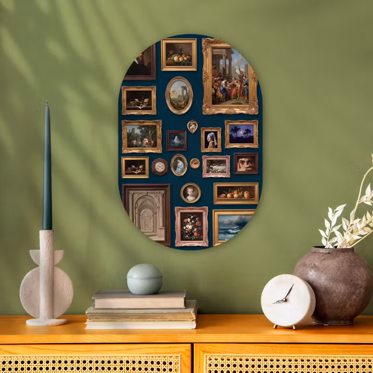Kunst - Schilderijen - Decoratie - Klassiek - Groen Wandcirkel Ovaal Forex klein -sfeer2